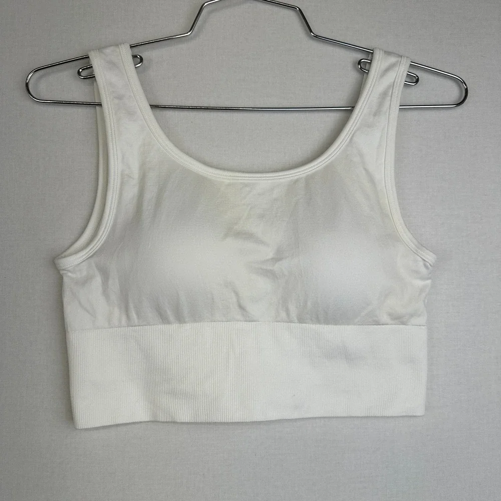 Yogalicious Seamless Ribbed Sports Bra White Women's Medium